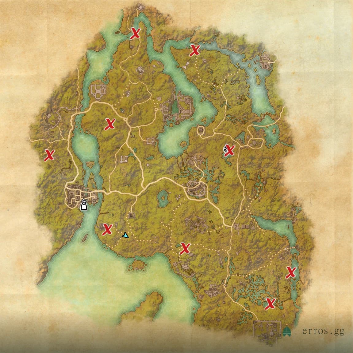 Blackwood zone map with all treasure chest locations marked