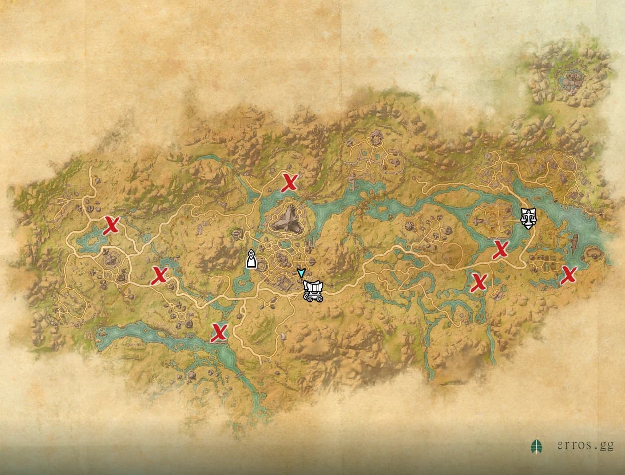 Deshaan zone map with all treasure chest locations marked