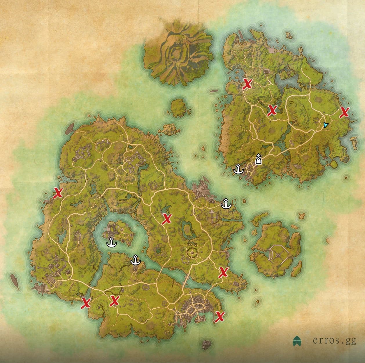 High Isle zone map with all treasure chest locations marked