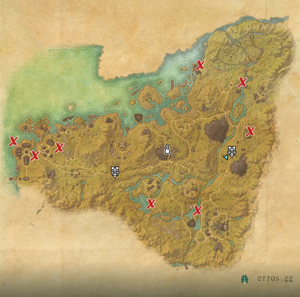 Malabal Tor zone map with all treasure chest locations marked