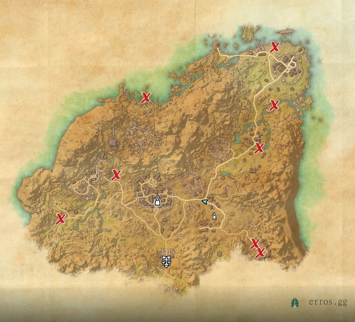 Rivenspire zone map with all treasure chest locations marked