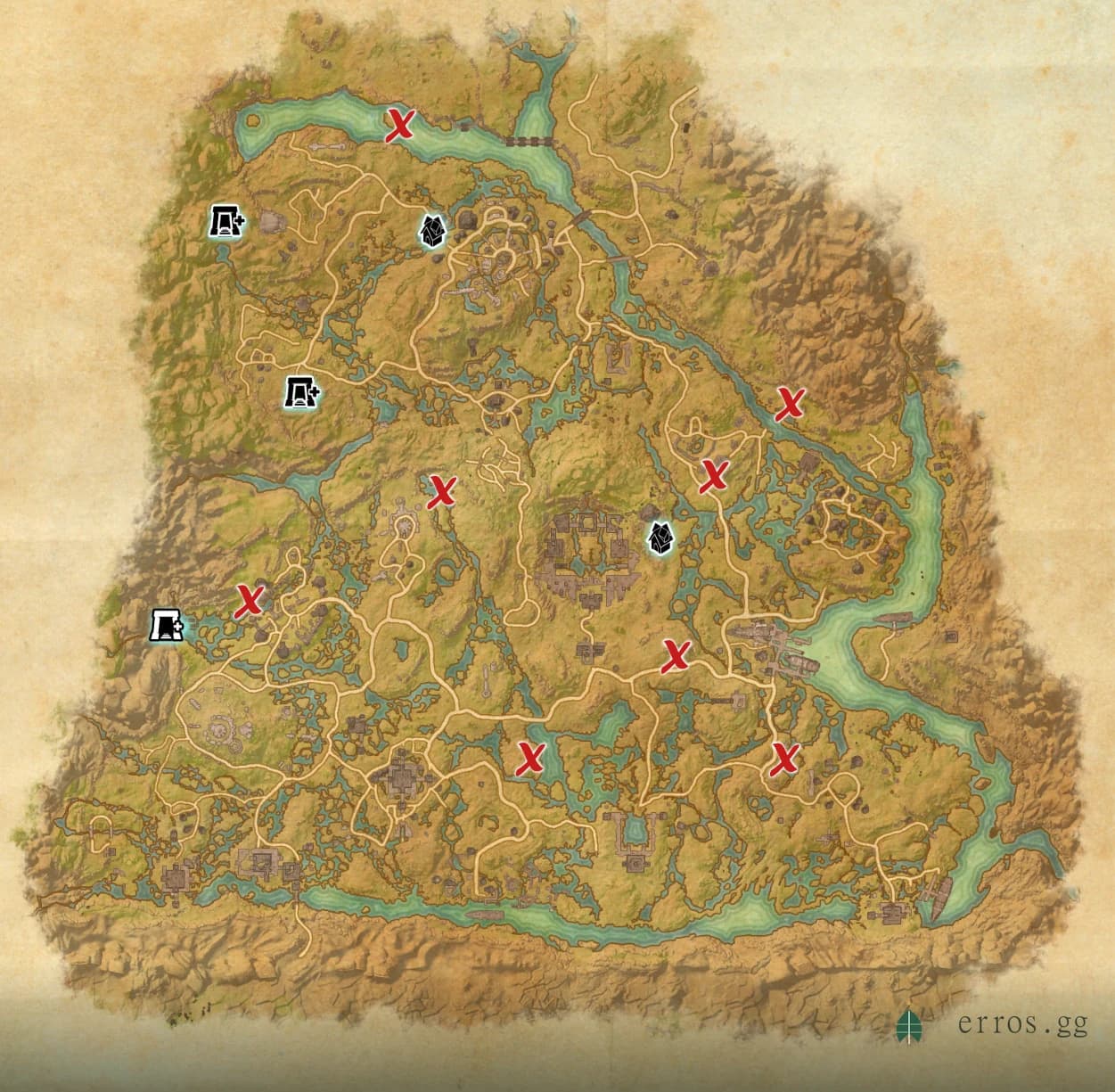Shadowfen zone map with all treasure chest locations marked