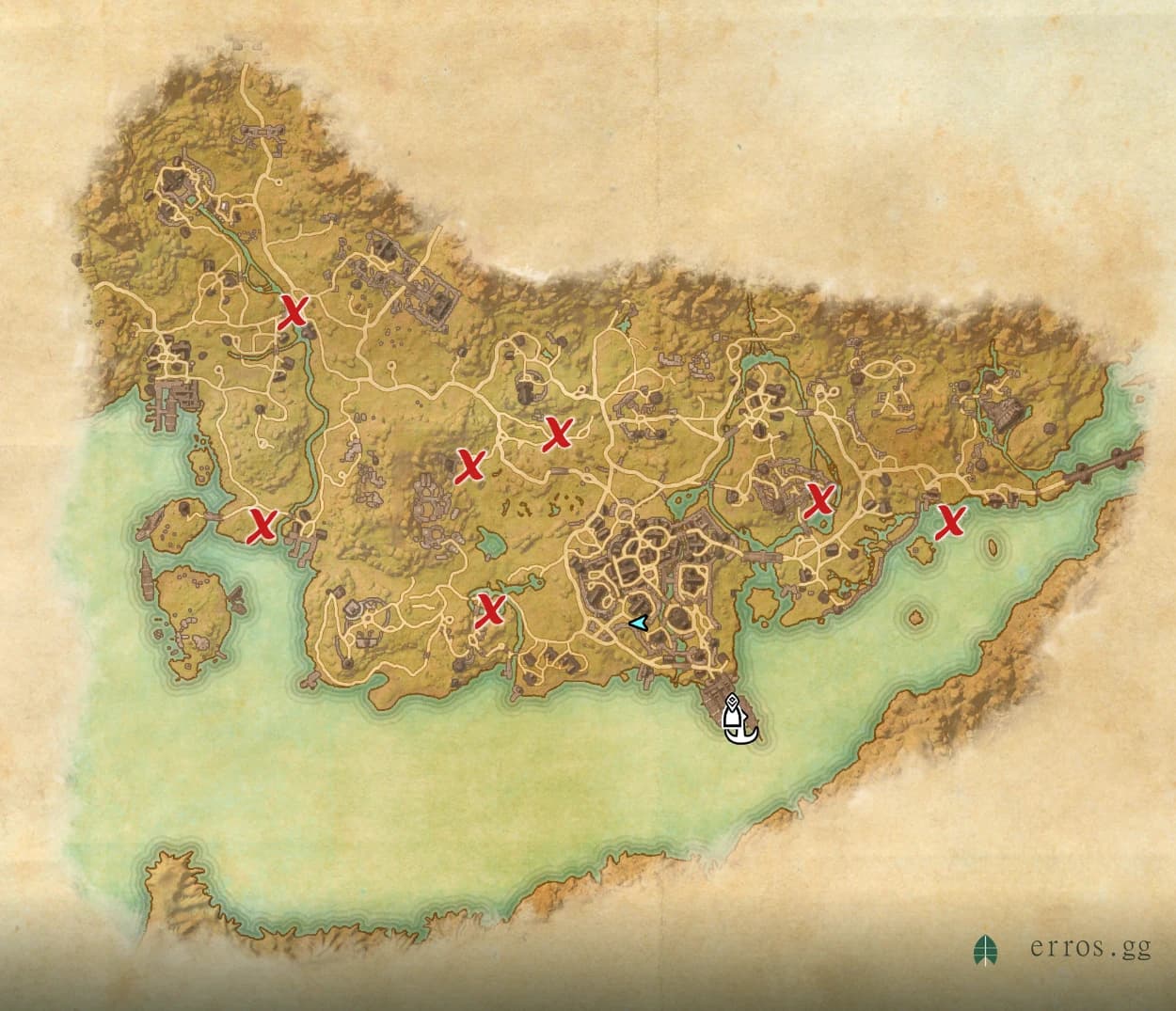 Stormhaven zone map with all treasure chest locations marked