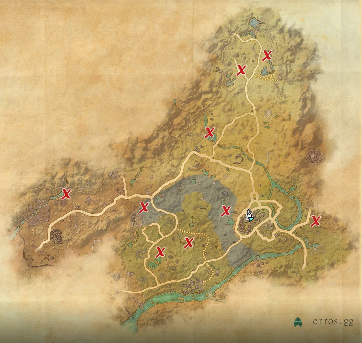 West Weald zone map with all treasure chest locations marked